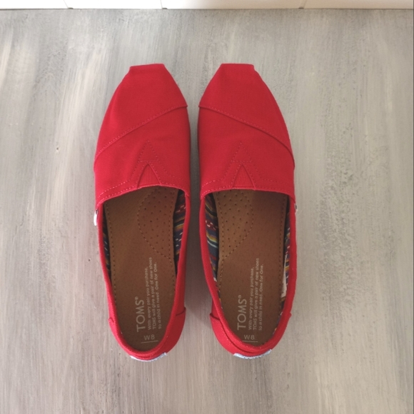 TOMS Classic Red Canvas Alpargaras Women's Size 8 - Picture 5 of 14